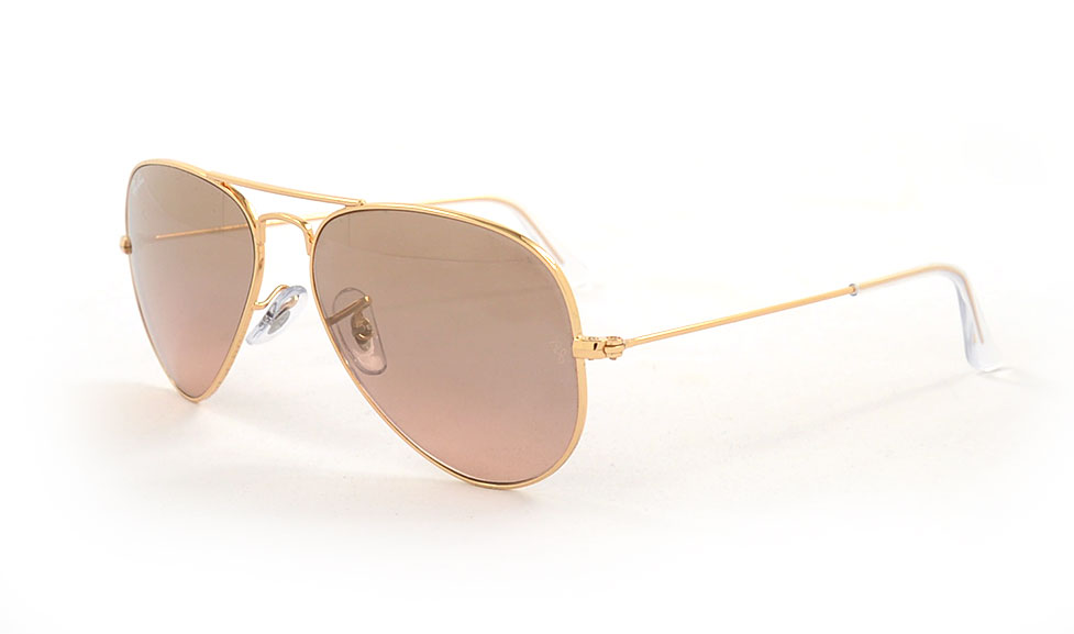 Ray Ban Aviator Large Metal RB 3025 001-3E 55 Gold Crystal Brown Pink Silver Mirror